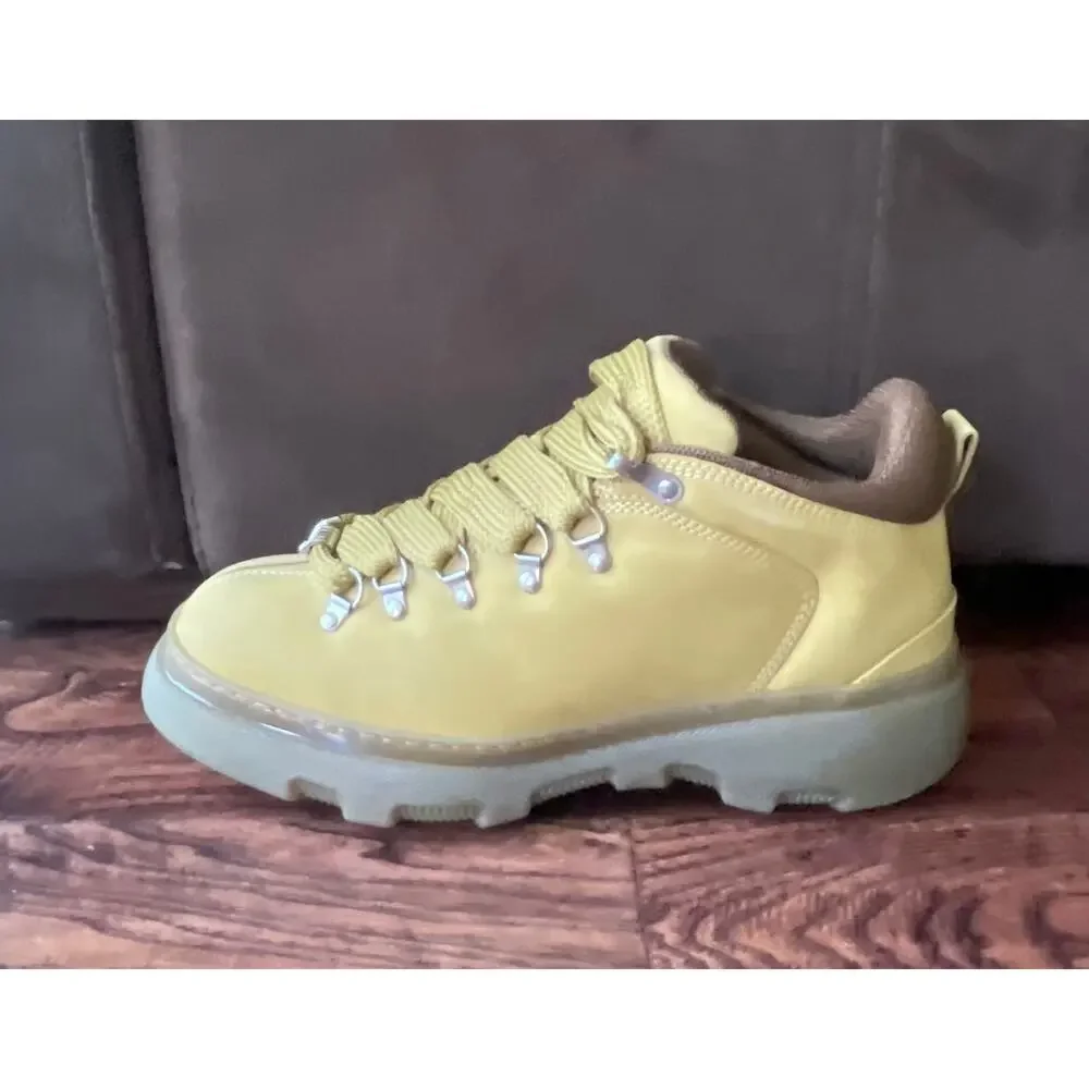 $1,195 NIB Burberry Trek Leather Low-Top Boots Sneakers Tan/Gray Men's 45(12)